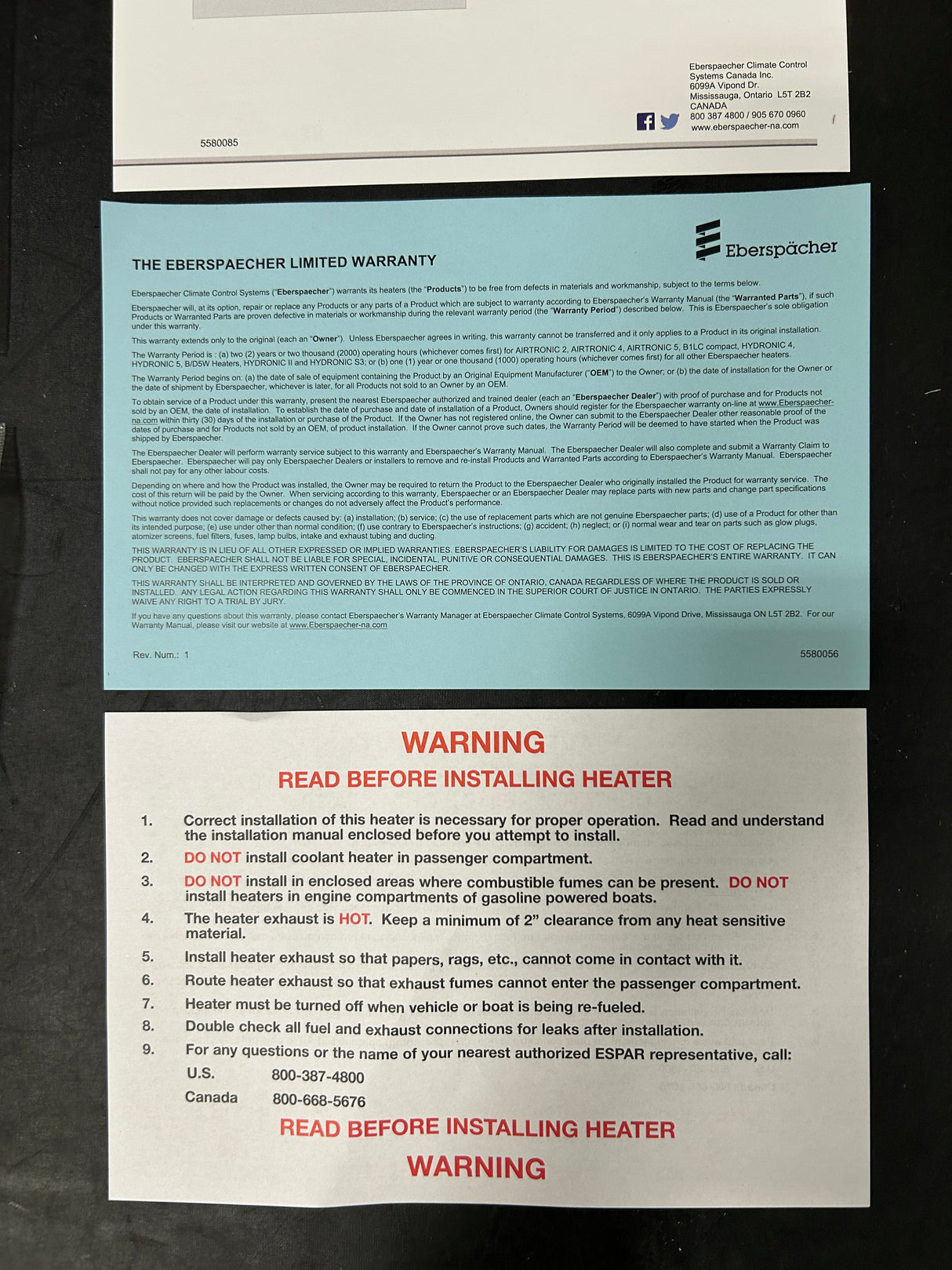 Espar AS3 B2L 12V Heater- Full Kit (Gasoline)