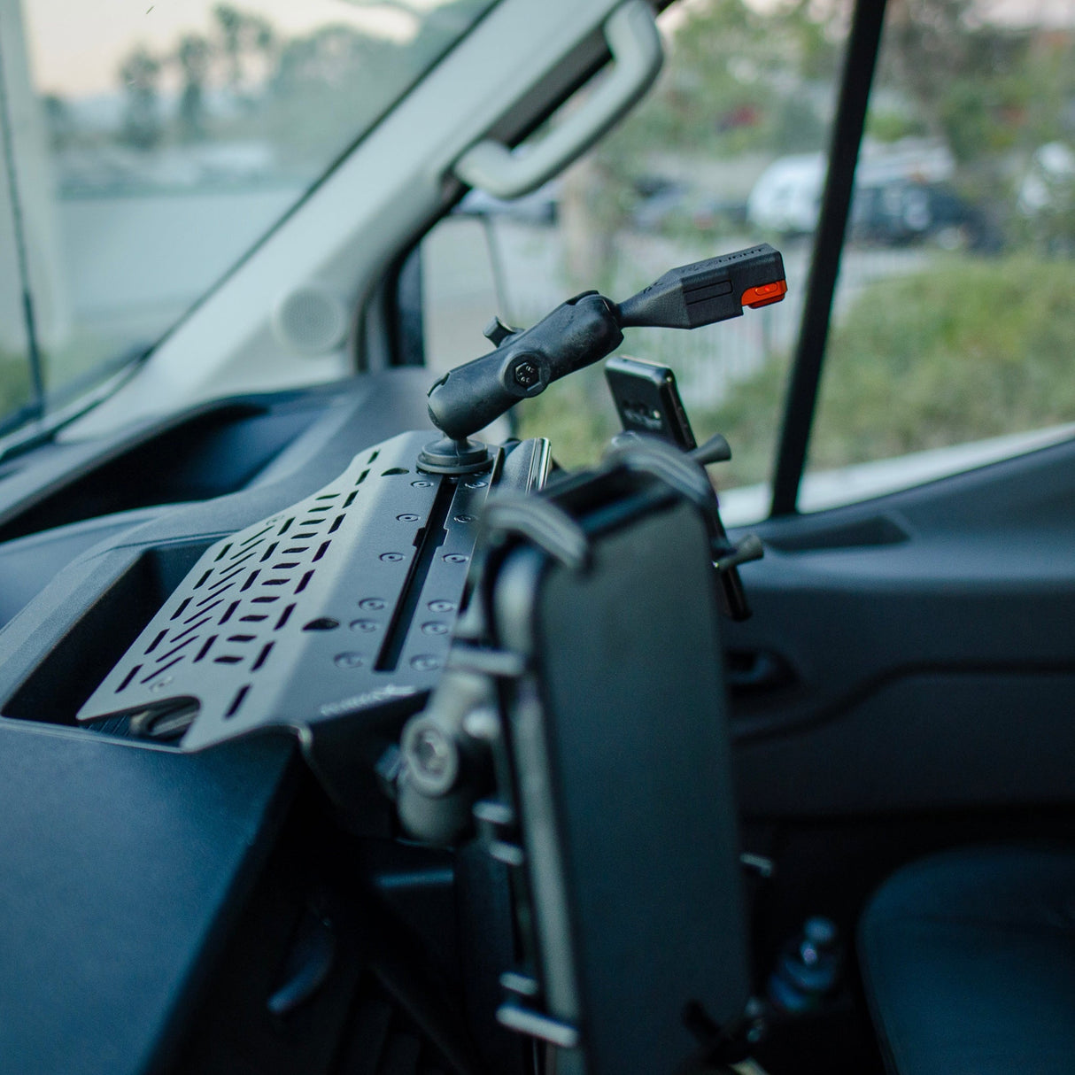 TERRA X Ford Transit Dash Mount – Navidok No-Drill Dash Mount for 12" Screen Vans - with Dual RAM Balls, T-Slot Track