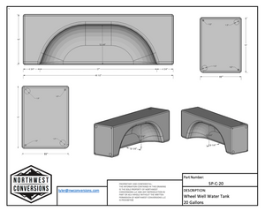 Northwest Conversions 20 Gallon Wheel Well Water Tank (Centered)
