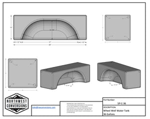 Northwest Conversions 36 Gallon Wheel Well Water Tank (Centered)
