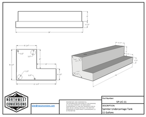Northwest Conversions 11 Gallon Mercedes Sprinter Passenger Side Undercarriage Water Tank