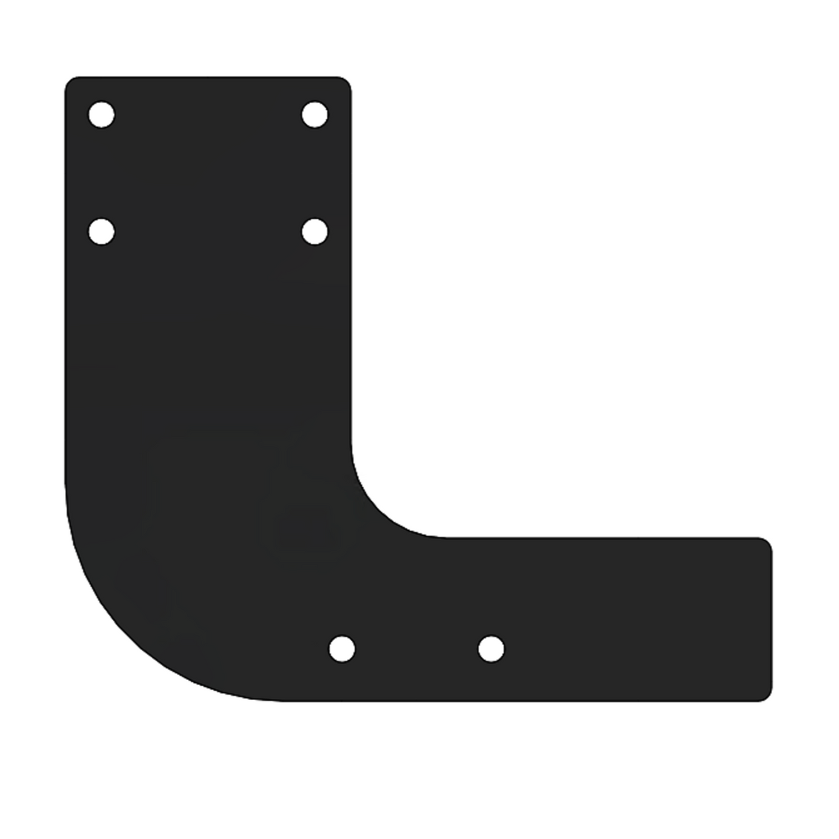 Black metal bracket with holes on a white background