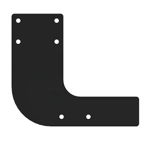 Black metal bracket with holes on a white background