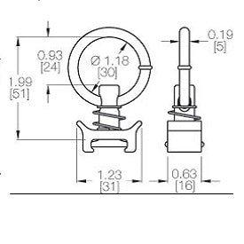 RB Components L Track Fitting Stud w/ Ring