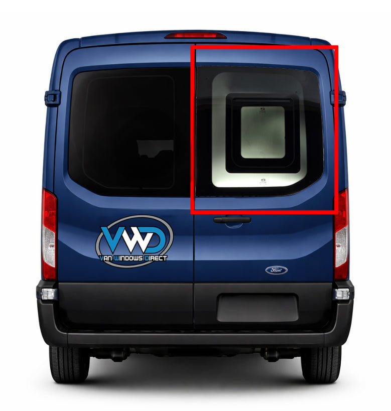 VWD 2015+ Ford Transit Awning Window Medium / High Roof Passenger Side Rear Cargo Door (TR215-AW)