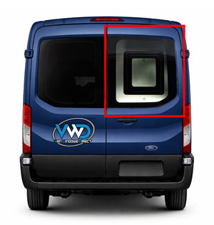 VWD 2015+ Ford Transit Awning Window Medium / High Roof Passenger Side Rear Cargo Door (TR215-AW)