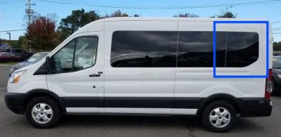VWD Ford Transit Van Fixed Window Medium / High Roof 2015+ Driver Side Rear Quarter 148"WB (TL204-F)-1
