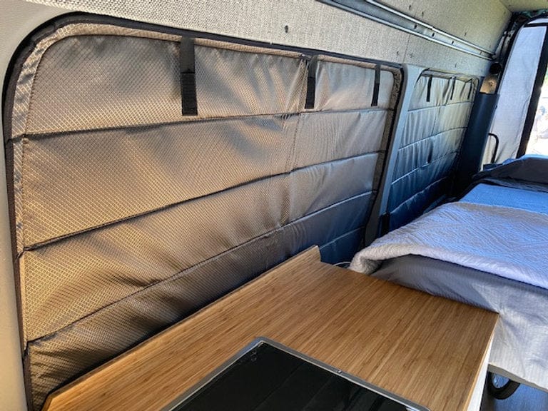Van Essential Mercedes Sprinter Side Window Covers (Passenger Side_Interior View) - Campervan HQ