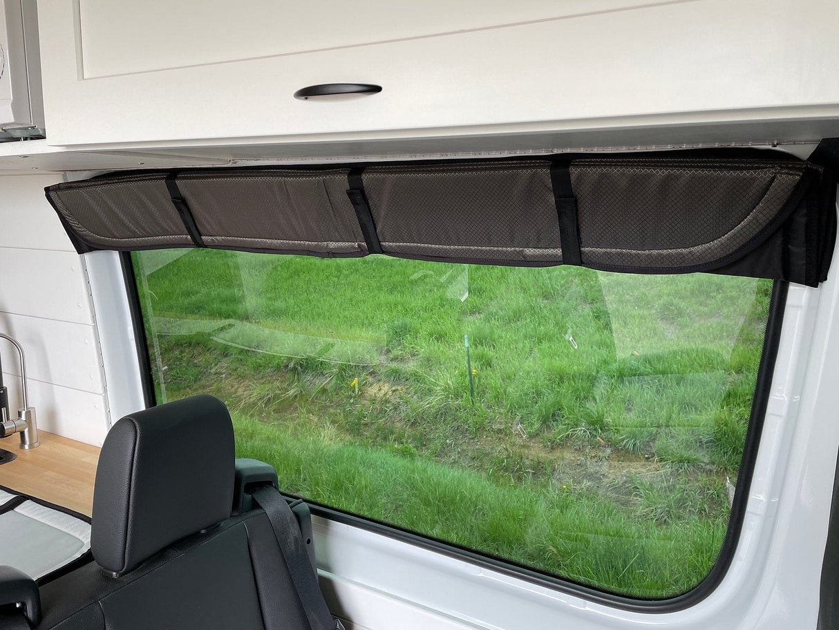 Van Essential Mercedes Sprinter Crew Window Cover (Folded)_Interior View - Campervan HQ