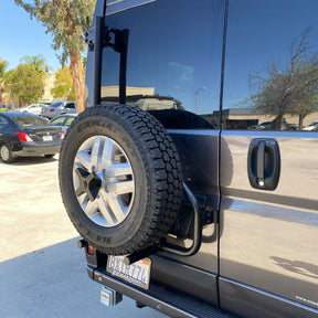 Aluminess Ram Promaster Tire/Box Rack (Side View) - Campervan HQ-2