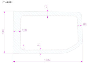 Ford Transit 2015+ Passenger Side Rear Quarter Fixed Window 130"WB (Dimensions) - Campervan HQ