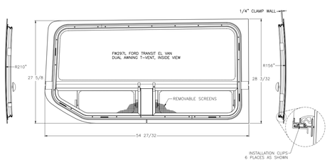 FW297L Ford Transit 148"WB EL Driver Side Rear Quarter Vented Window - Campervan HQ