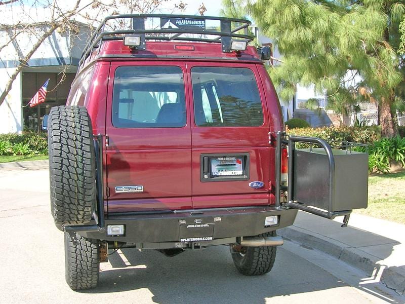 Aluminess Ford E350 Van Rear Swing-Arm Bumper (1992-2014) With 2 Swing Arms - Campervan HQ