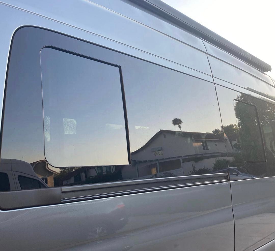AM Auto - Sprinter - Driver Side - Rear Window - Half Slider w/ Screen -  144 WB w/ Driver Side Sliding Door - MS06-LS2M-HSS P - Vanlife Outfitters