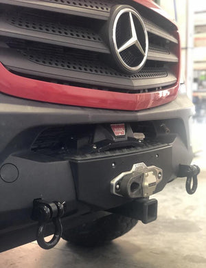 Mercedes Sprinter Compact Front Winch Bumper (With Front Receiver Hitch and Recovery Points, Shackles Sold Separately) - Campervan HQ