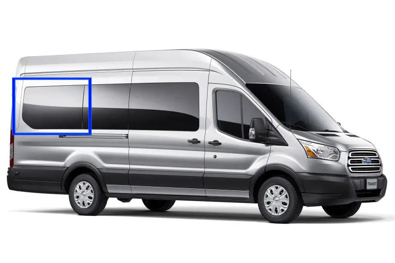 VWD Ford Transit Van Fixed Window Medium / High Roof 2015+ Passenger Side Rear Quarter 148" EXT WB (DTT18006) - Campervan HQ